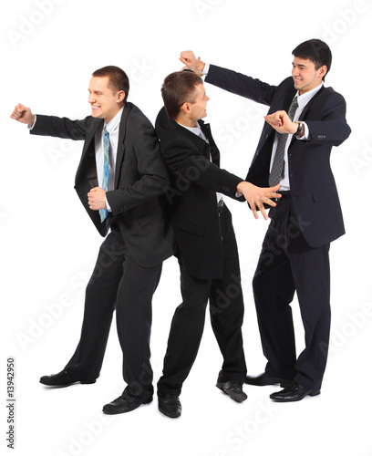 Cheerful three young businessmen photo