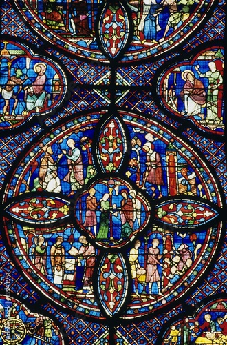 Stained glass window in Chartres Cathedral