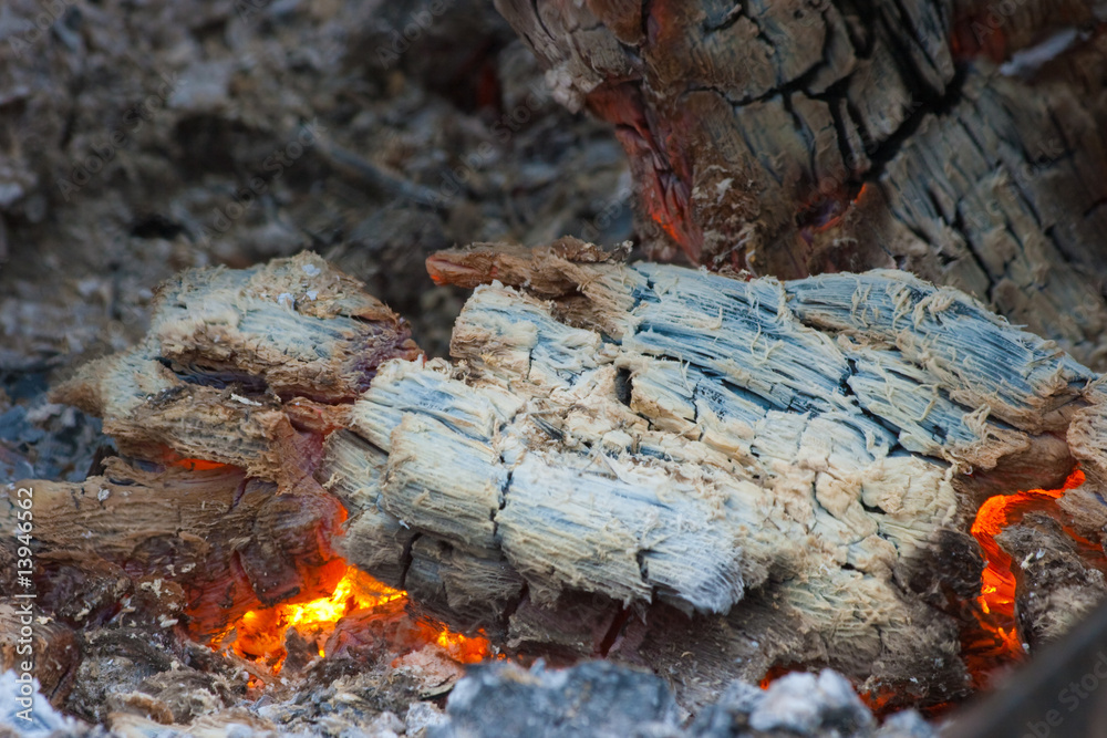 Hot barbecue cooking fireplace closeup