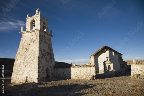 Bell tower in Guallatire, South America photo