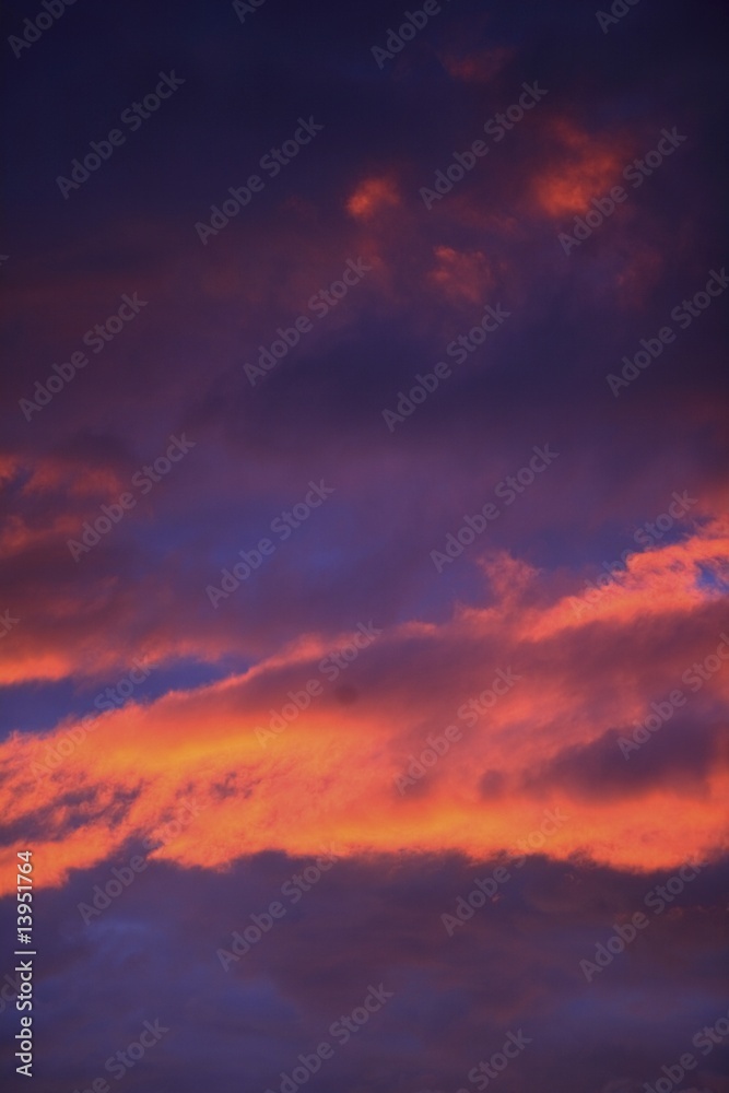 Clouds in sky with pink glow