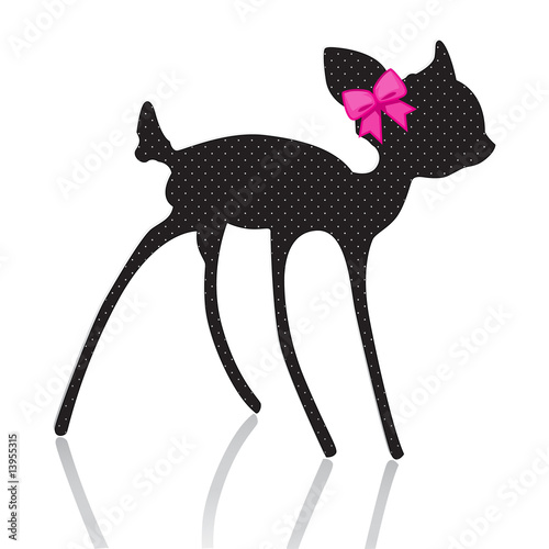 bambi silhouette with pink bow ribbon #13955315