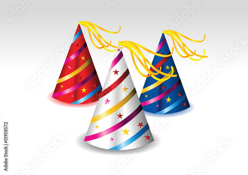 colorful party hats vector illustration in white background