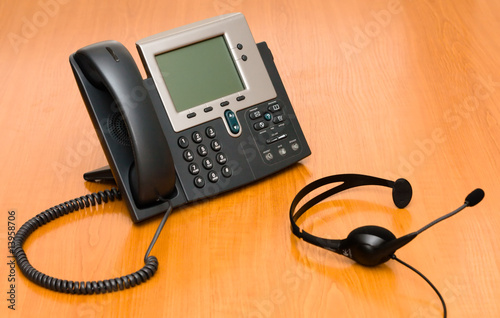 VoIP phone with a headset