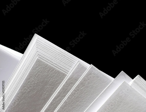 White paper on black background