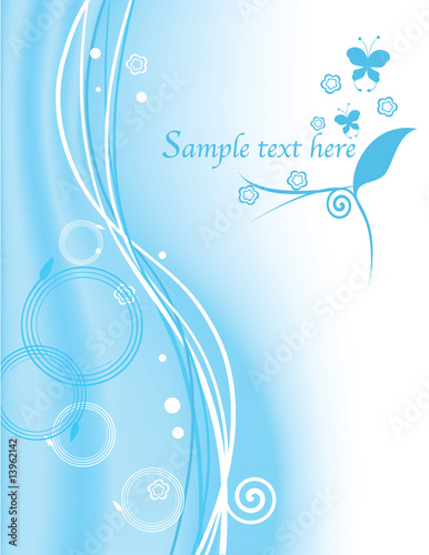 abstract floral blue background horizontal