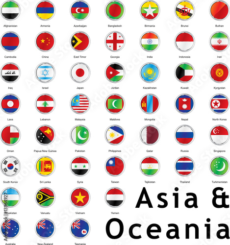 isolated asian round flags