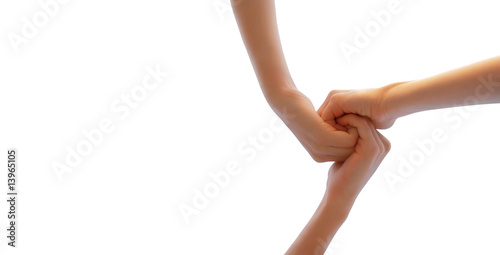 Trio Hands of friends isolated 
