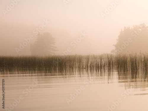 Lake of the Woods, Ontario, Canada, A fog covered lake