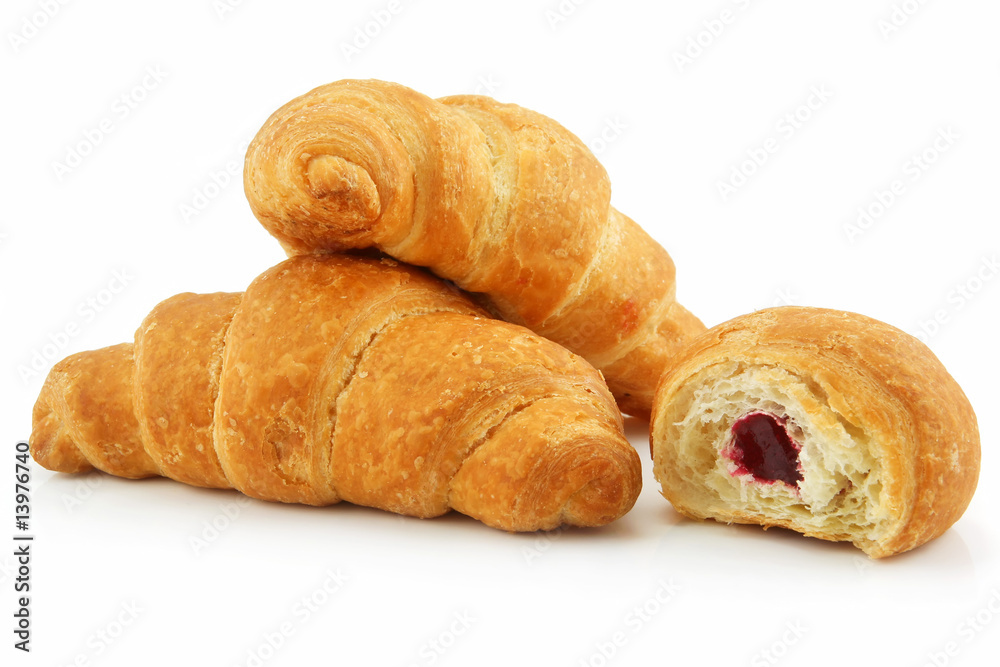 Group of Croissants Isolated on White