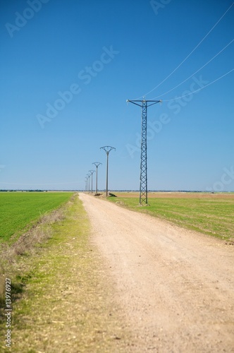 track with electric towers