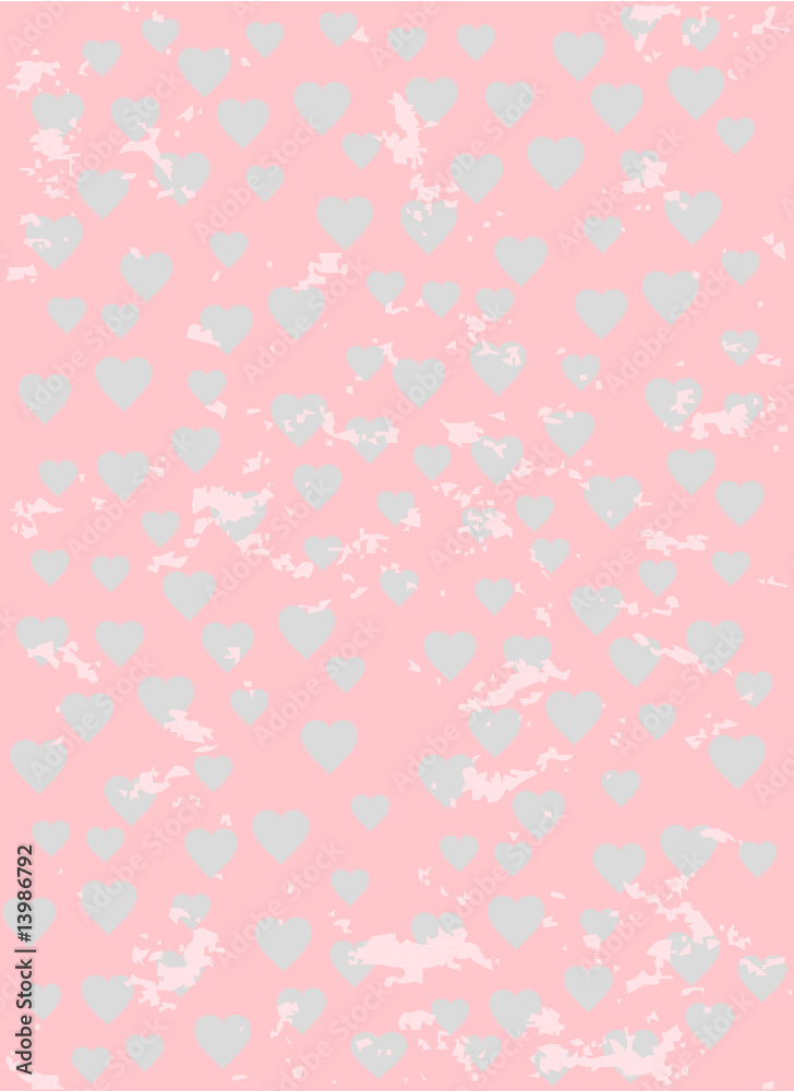 Grunge heart's pink and grey background