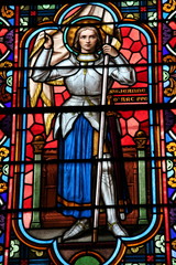 Deken met foto Glas in lood Jeanne d'Arc glas-in-lood portret  © Marco Desscouleurs