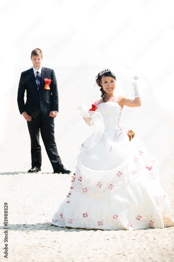 Lovely Bride and Groom in the Background Lovely Bride and Groom in the Background