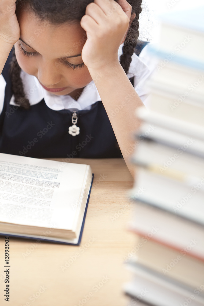 Pretty Young School Girl Reading A Book Pretty Young School Girl Reading A Book