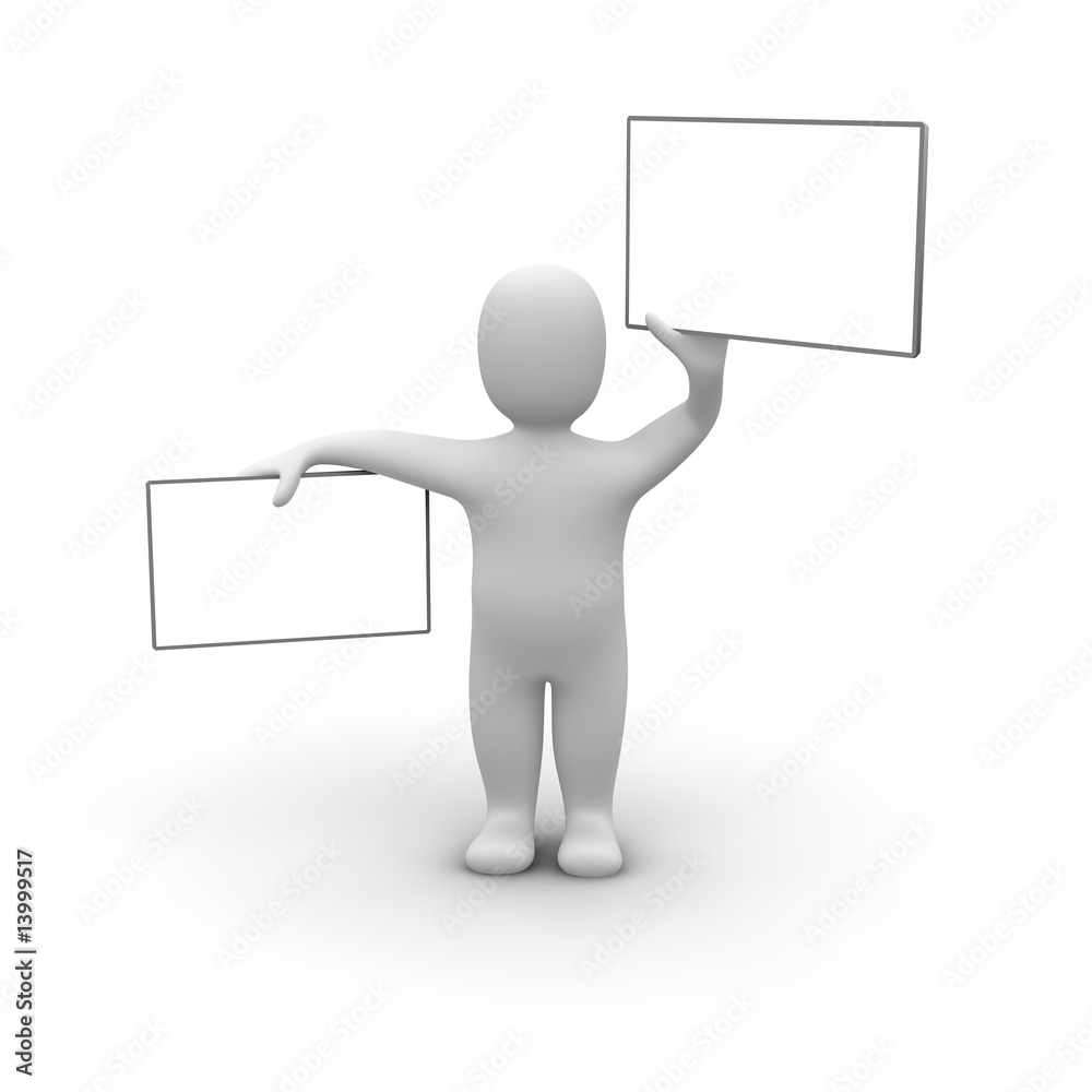 Man with two boards. 3d rendered illustration. Man with two boards. 3d rendered illustration.