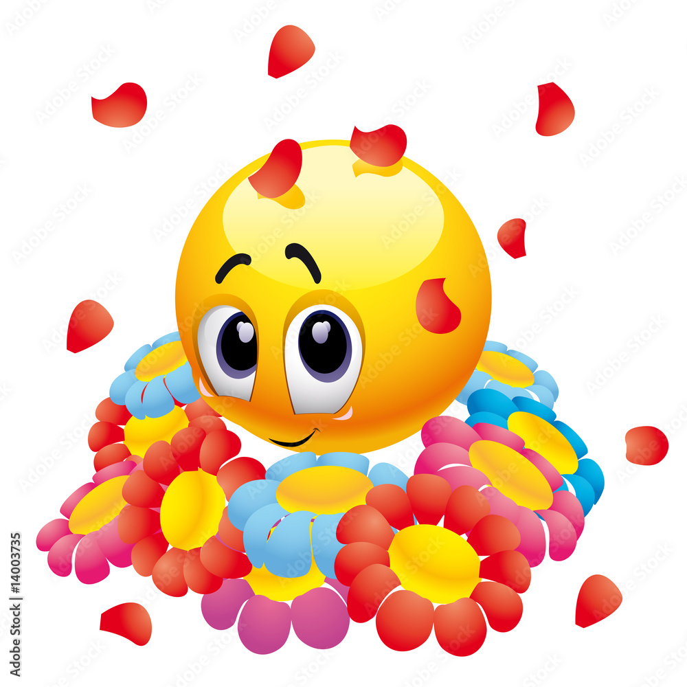 Obraz premium Attracted smiley ball with flowers