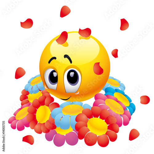 Attracted smiley ball with flowers
