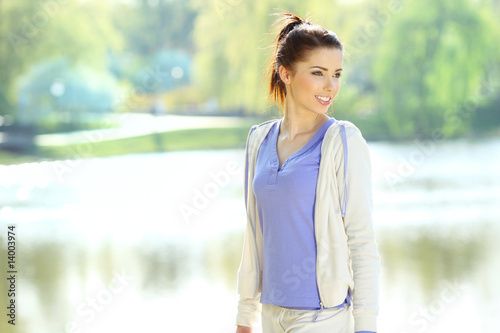 fitness girl in park background