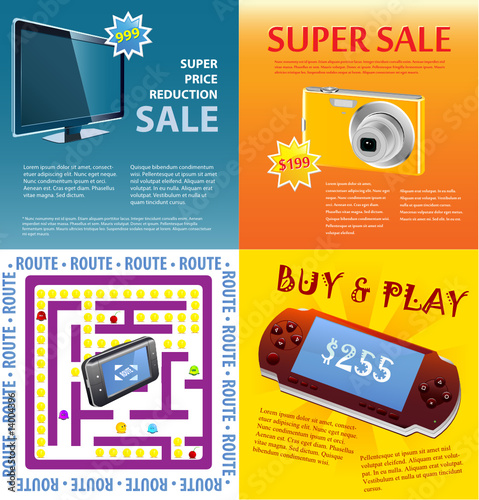 Set of 4 vector template for shopping.