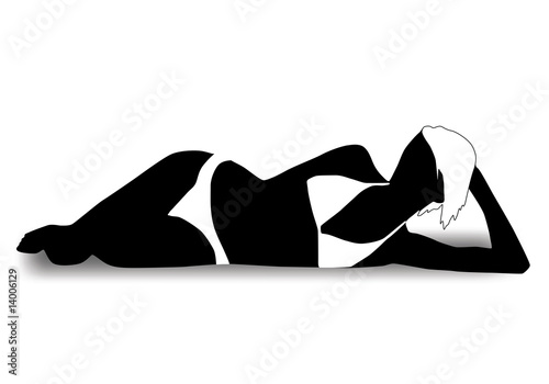 Girl in a swim-suit lying down