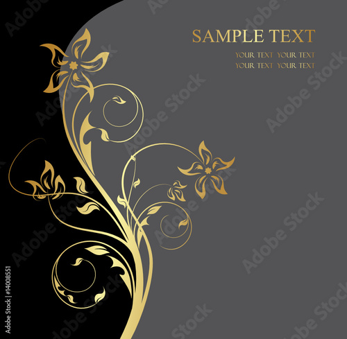 black and gold floral background