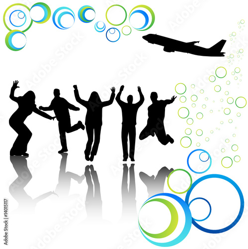Illustration of people jumping