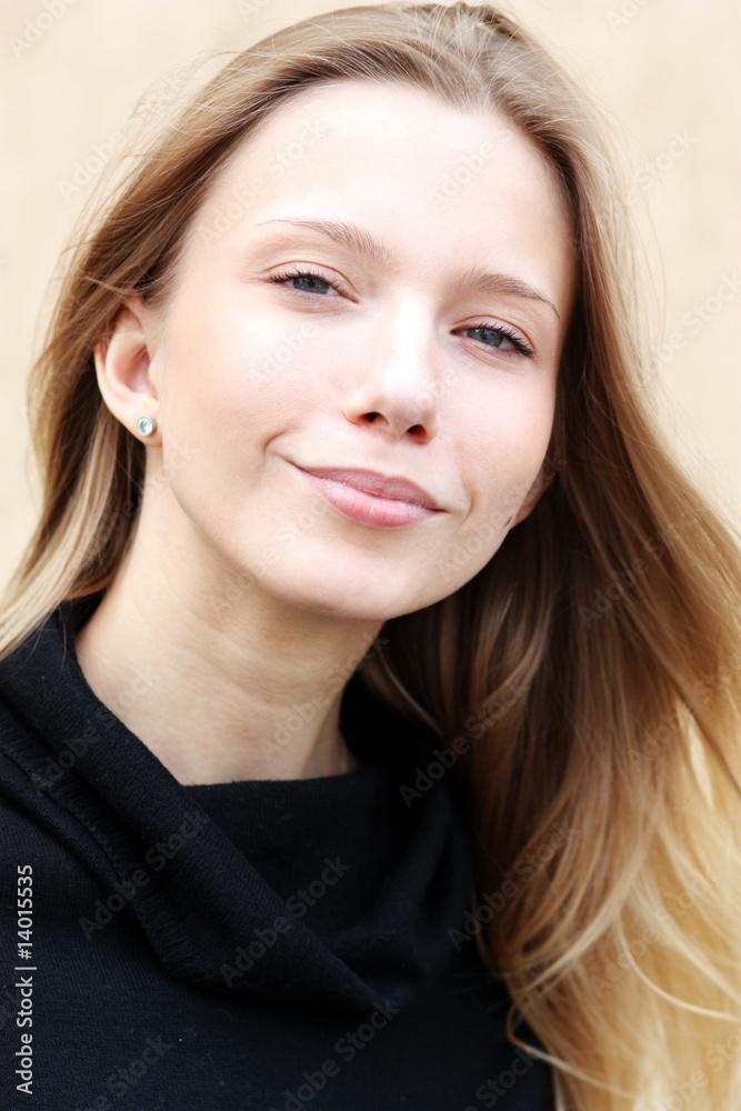 Portrait young beautiful girl in the street Portrait young beautiful girl in the street