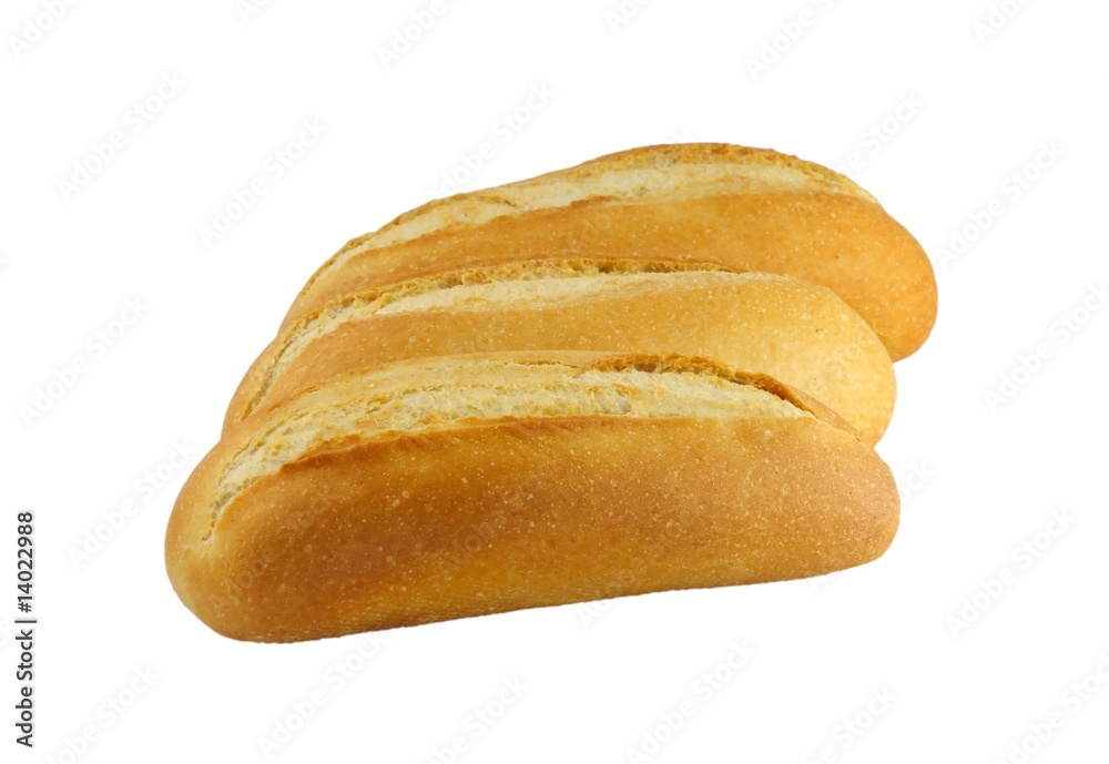 Three fresh breads isolated on white background Three fresh breads isolated on white background