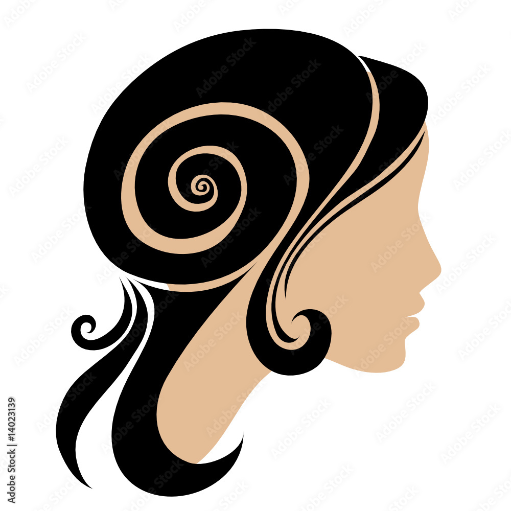 silhouette of a girl with long beautiful hair silhouette of a girl with long beautiful hair