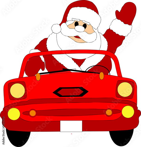 weihnachtsmann im roten auto