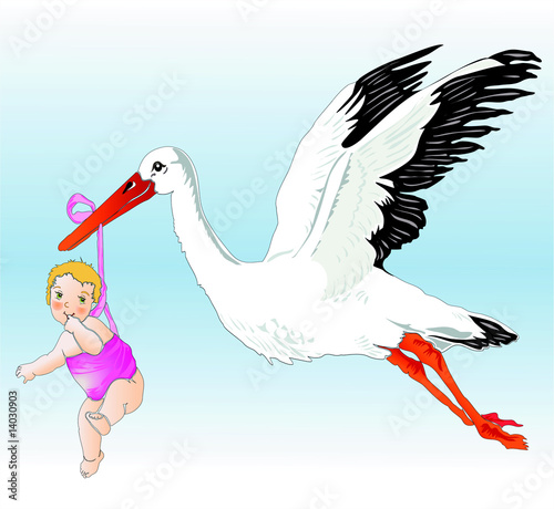 Storch mit Baby