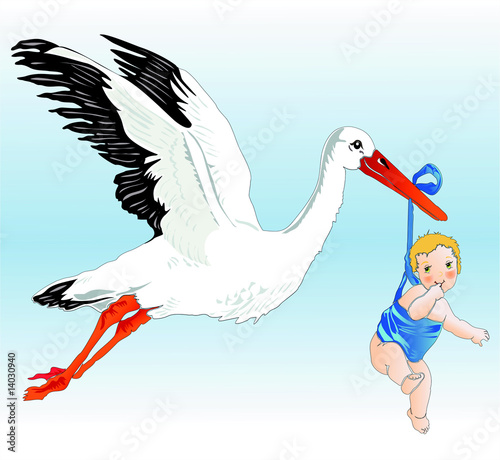Storch mit Baby