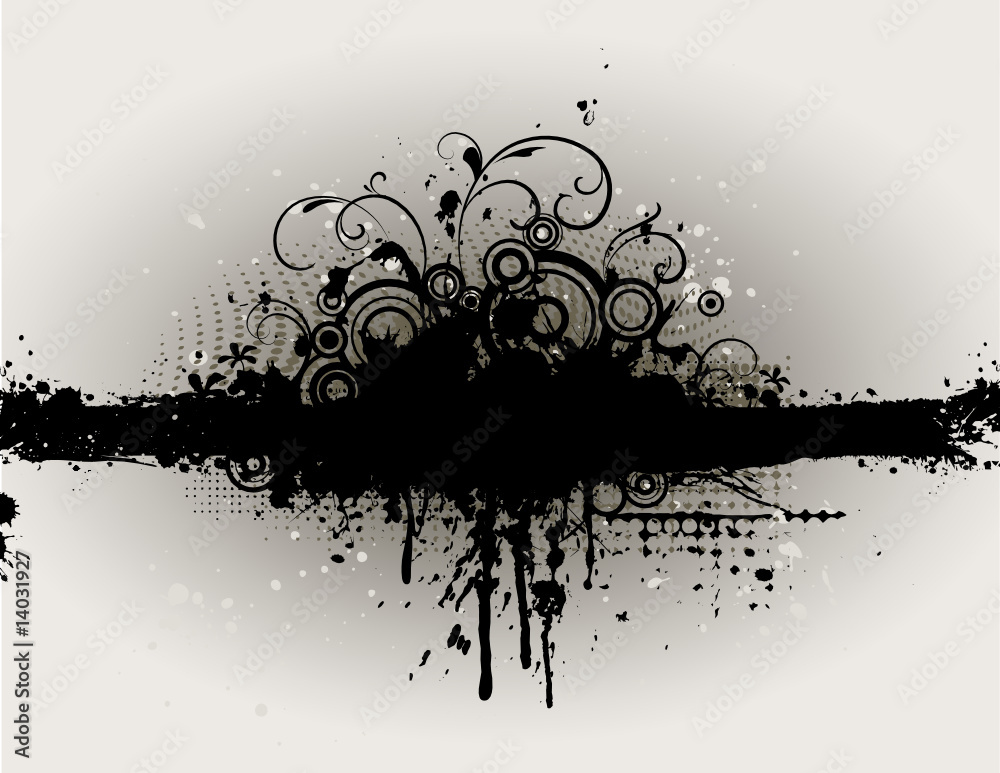 grunge floral inksplat banner