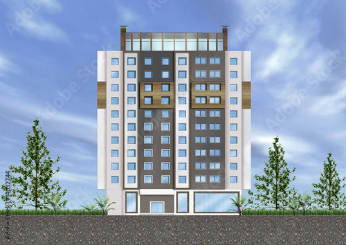 3D rendering of building exterior