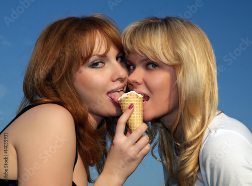 two girls eating ice cream