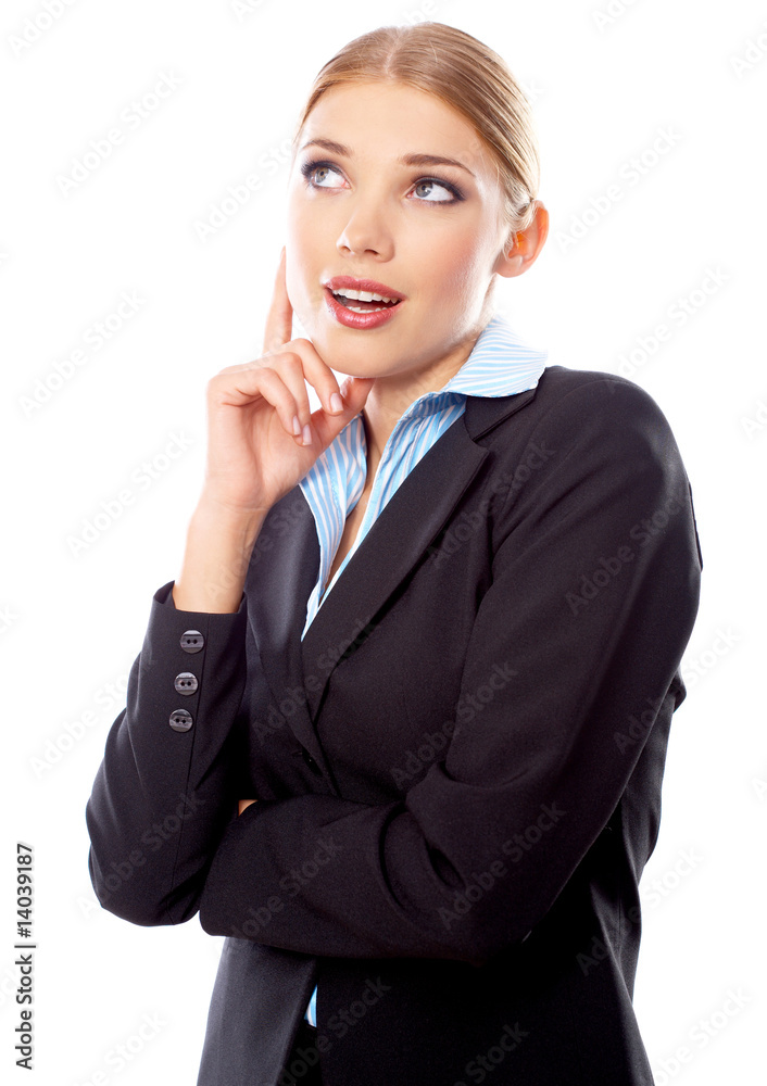Portrait of Beautiful business woman on white background Portrait of Beautiful business woman on white background