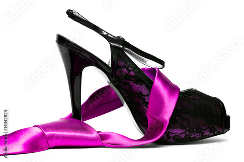 womanish shoe with neck tie isolated on white background