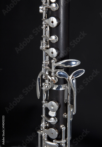 Oboe Keys Closeup on Black