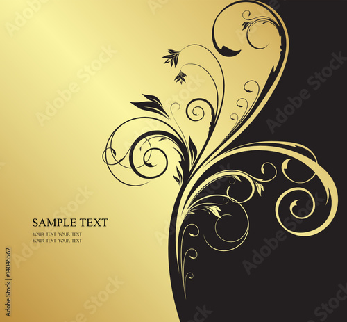 black and gold floral background