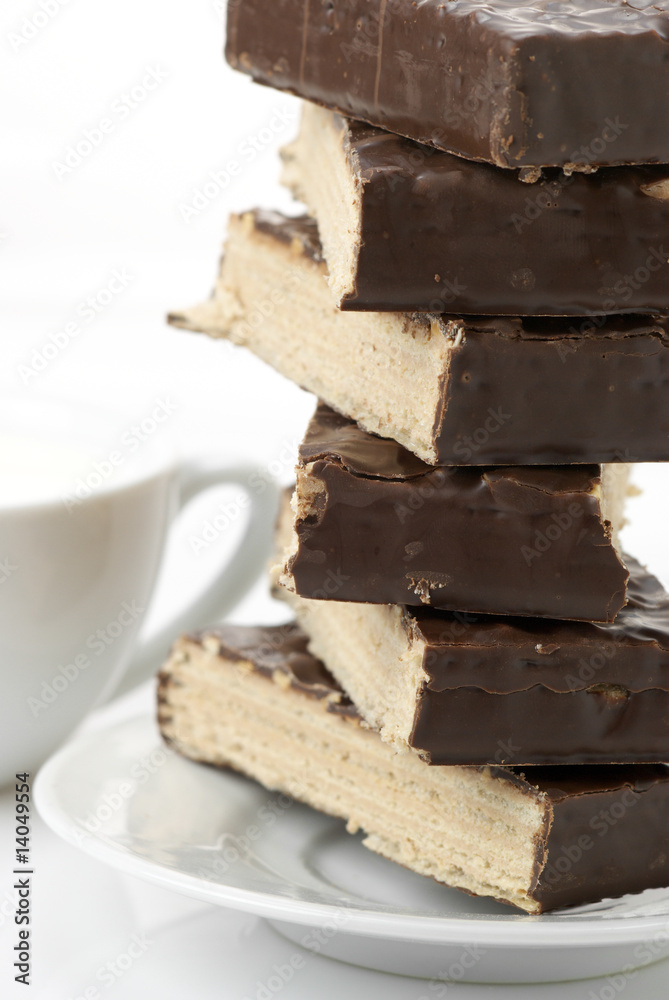 Chocolate wafer and milk