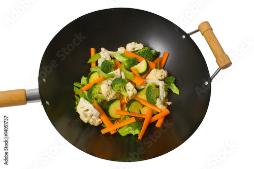 Fresh vegetables in wok