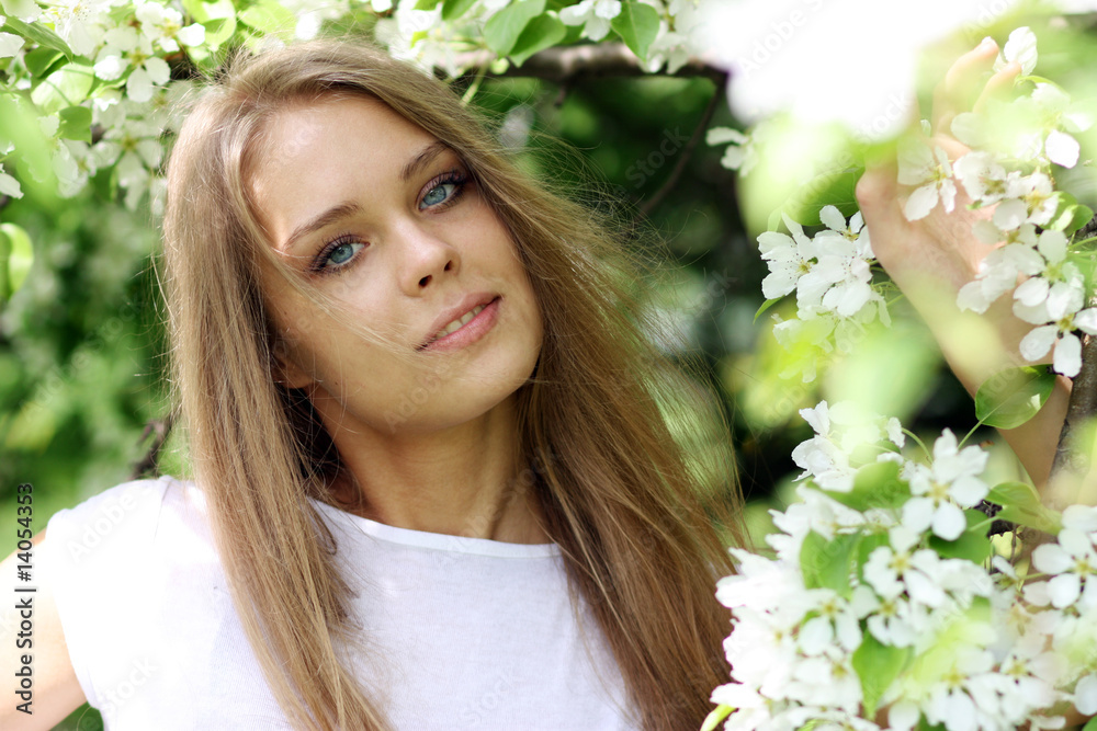 portrait of young woman in the garden, shallow DOF portrait of young woman in the garden, shallow DOF