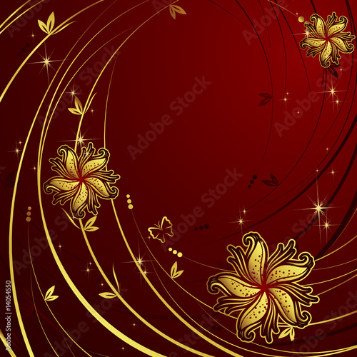 Vector background with gold flowers