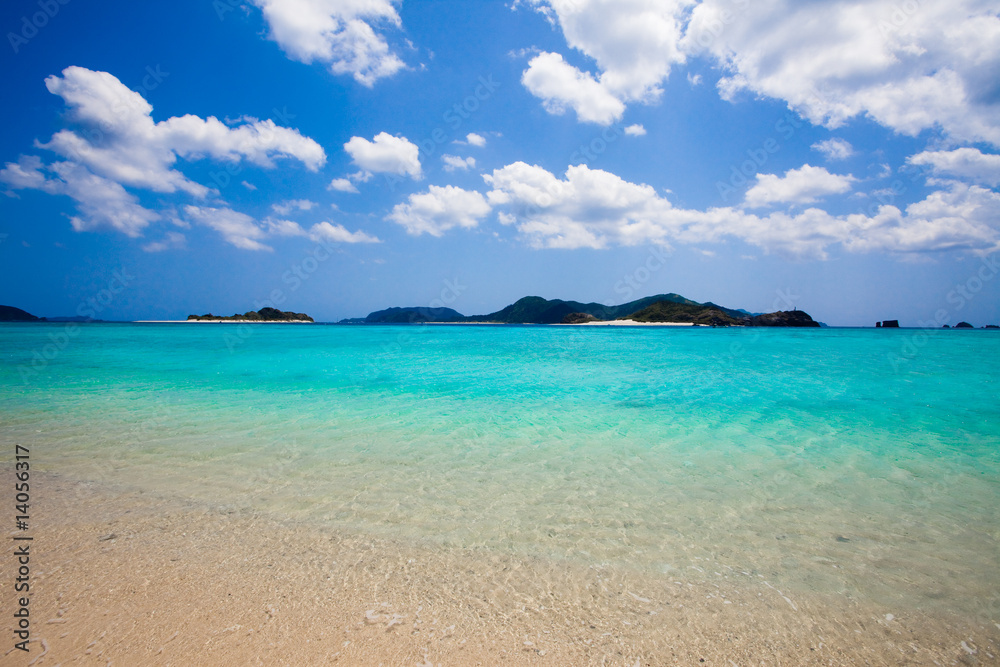 Okinawa coral islands on the horizon