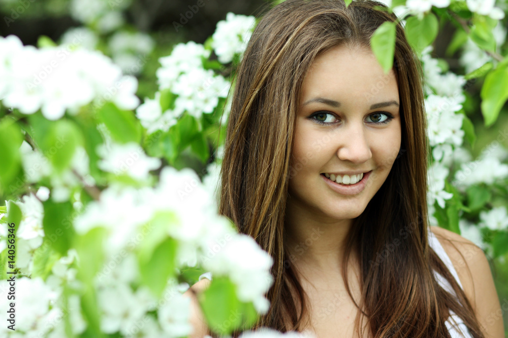 portrait of young woman in the garden, shallow DOF portrait of young woman in the garden, shallow DOF