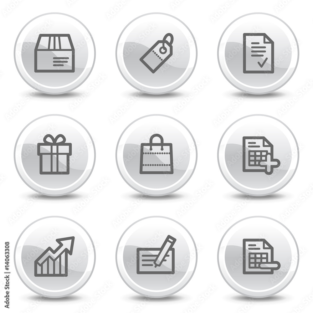 Shopping web icons, white glossy circle buttons series Shopping web icons, white glossy circle buttons series