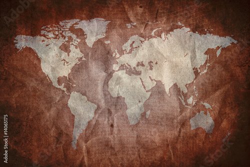 Grunge old paper with world map