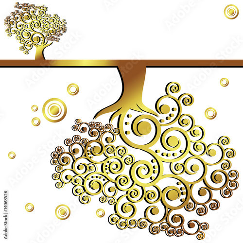 Gold trees - vector illustration