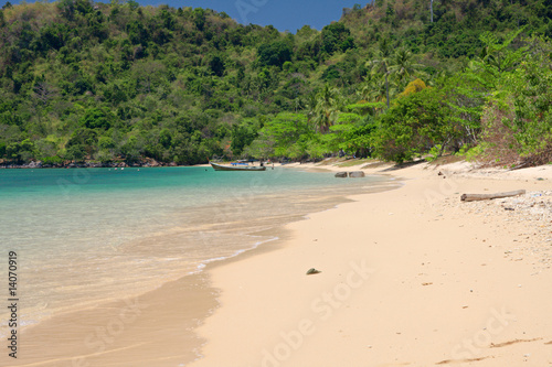 beautiful lagoon and beach with white sand
